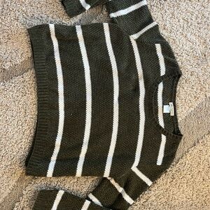 Cotton Emporium Dark Green and White Striped Sweater